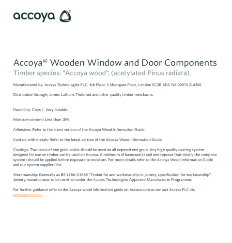 NBS Clause Accoya Windows and Doors