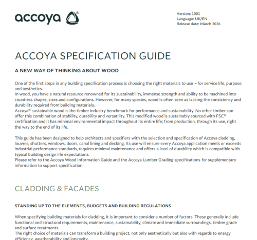 Accoya Specifications Guide