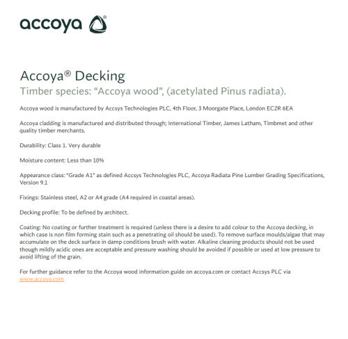NBS Clause Accoya Decking