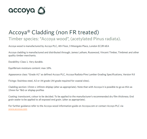 NBS Clause Accoya Cladding